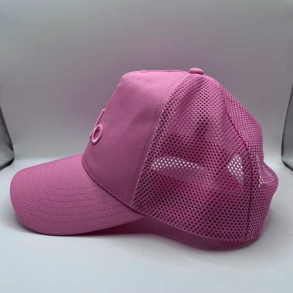 Alo Yoga Pink Mesh District Trucker Hat Embroidered Logo Adjustable Snapback - Picture 2 of 6